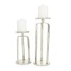 CosmoLiving by Cosmopolitan 2 Candle Silver Aluminum Geometric Pillar Candle Holder, Set of 2