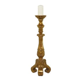 DecMode Gold Polystone Handmade Pillar Candle Holder