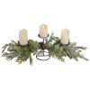 Northlight 26" Triple Candle Holder with Frosted Foliage and Pine Cones Christmas Decor