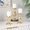 The Novogratz 3 Candle Gold Aluminum Pillar Candle Holder, Set of 3