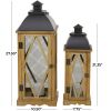 DecMode 2 Holder Brown Wood Lighthouse Style Decorative Candle Lantern, Set of 2