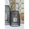 DecMode Black Metal Decorative Candle Lantern with Handle