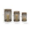 DecMode 3 Holder Silver Metal Decorative Candle Lantern, Set of 3