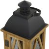 DecMode 2 Holder Brown Wood Lighthouse Style Decorative Candle Lantern, Set of 2